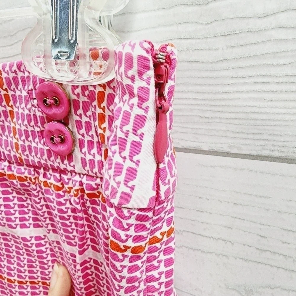 Vineyard Vines Womens Pink Whale‎ Print Mini Skirt Size 4 Preppy Cotton Blend